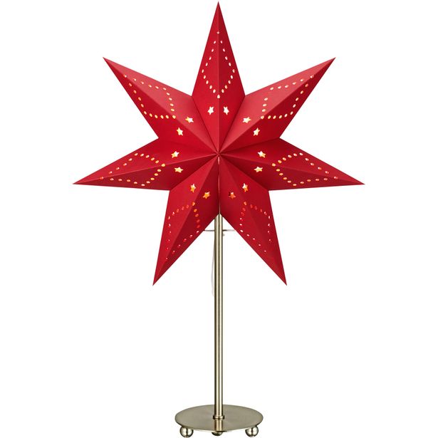 Pöytätähti Markslöjd Saturnus 35cm E14 teräs/punainen