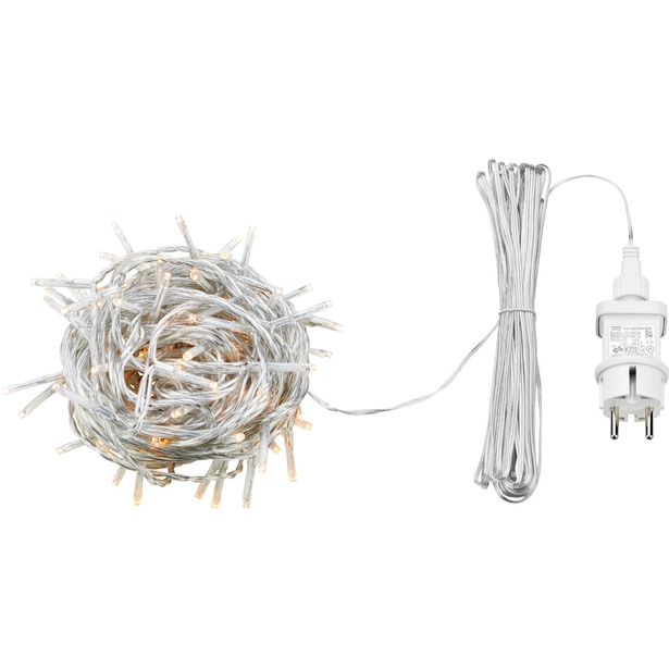 Valoketju Markslöjd Skine 80 valoa IP44, meripihkanvärinen värisävy 1900K, 11.8m