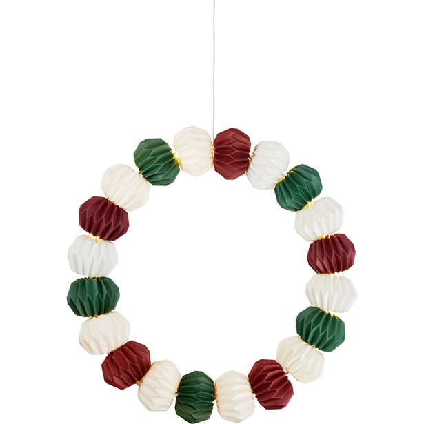 Valokranssi Markslöjd Tubby paristokäyttöinen valkoinen/vihreä/punainen