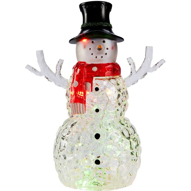 Valokoriste Markslöjd Frans lumiukko pöydälle paristokäyttöinen monivärinen