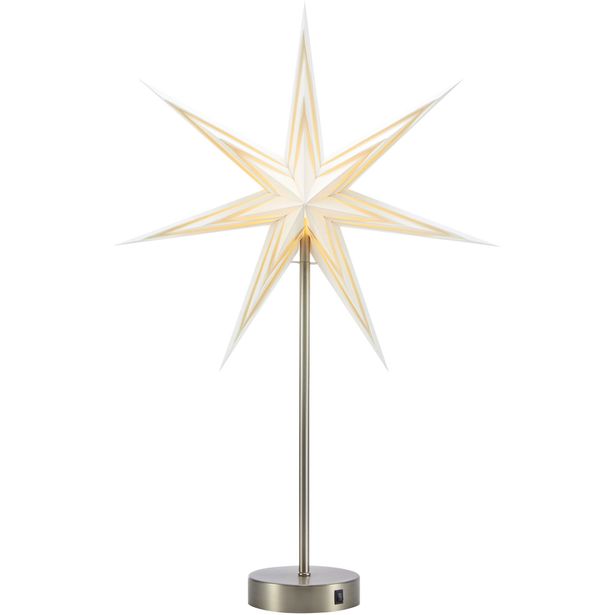 Pöytätähti Markslöjd Sarah 45cm paristokäyttöinen teräs/valkoinen