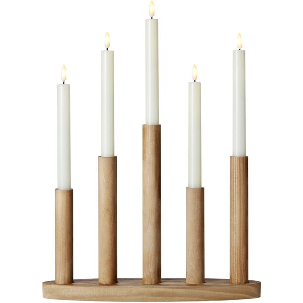 Kynttelikkö Markslöjd Milo 5-osainen paristokäyttöinen petsattu ruskea