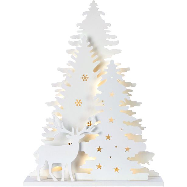 Valokoriste Markslöjd Madera pöydälle paristokäyttöinen valkoinen