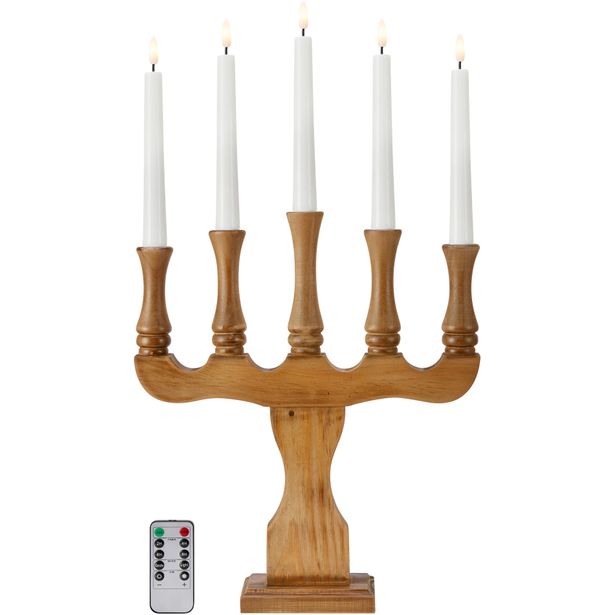 Kynttelikkö Markslöjd Rydboholm 5-osainen kaukosäädin paristokäyttöinen petsattu ruskea