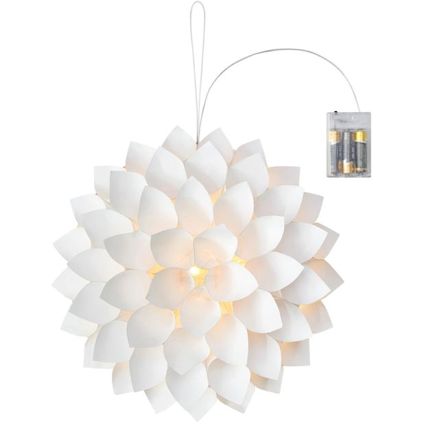 Valokoriste Markslöjd Dahlia pöydälle tai seinälle paristokäyttöinen valkoinen