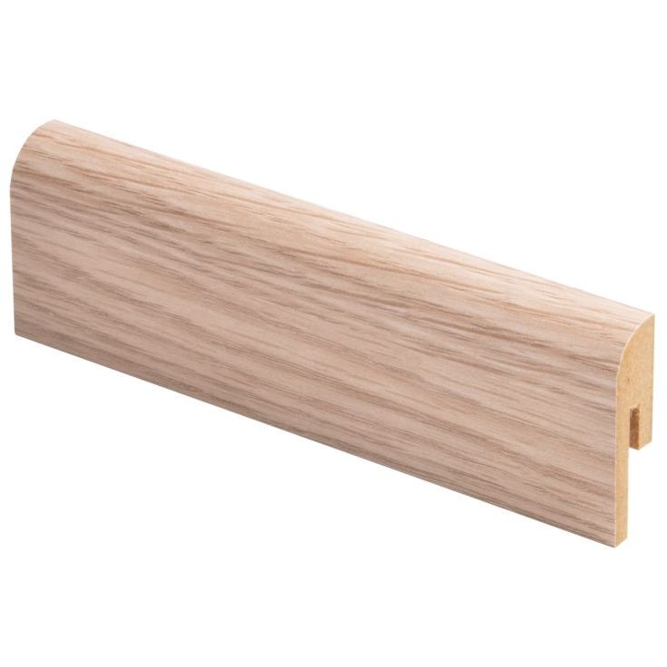 Jalkalista Maler R10 Pyörre, 12x42x2750mm, MDF, valkolakattu tammi