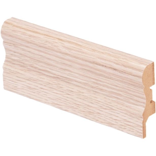 Jalkalista Maler Aura, 16x60x2750mm, MDF, valkolakattu tammi