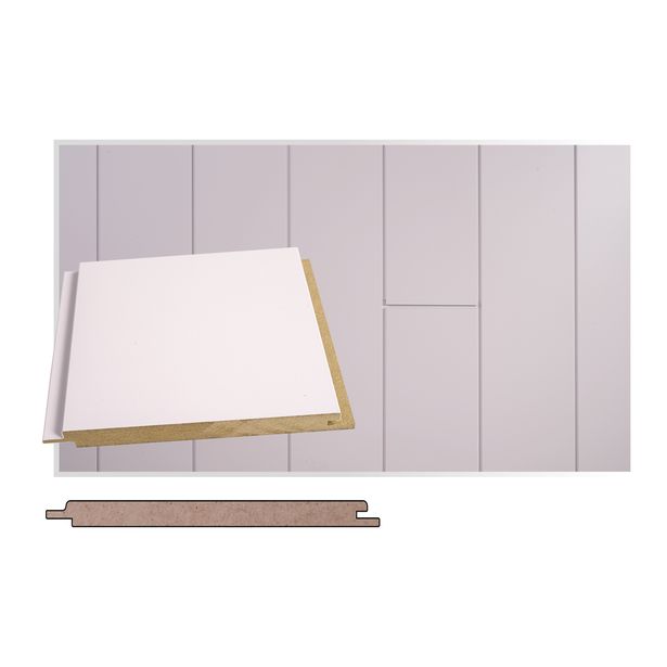 Sisustuspaneeli Maler Tuhti STS-5, 15x160x2400mm, mdf, ympäripontattu, Tunne valkoinen
