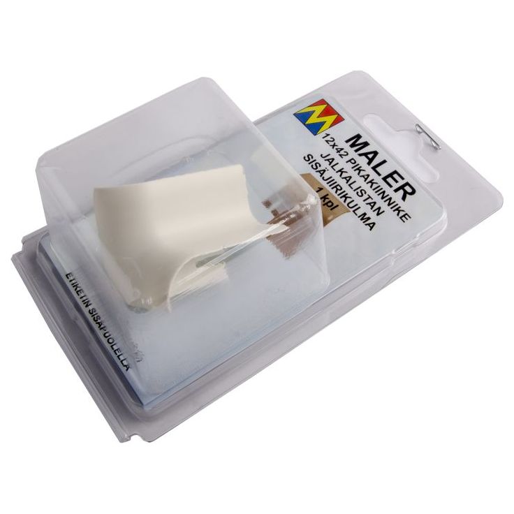 Jalkalistan sisäjiirikulma Maler R10, 12x42mm, valkoinen 