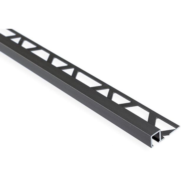 Laattalista Maler neliö, H8x24x2500mm, alumiini, harjattu teräs
