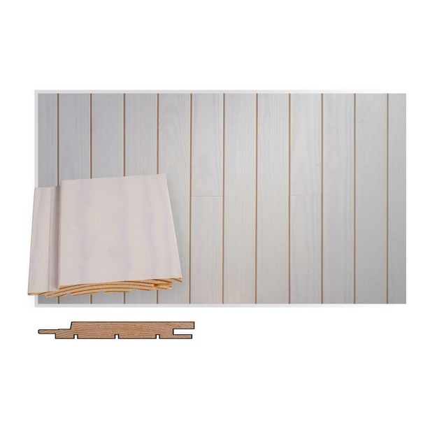 Saunapaneeli/sisustuspaneeli Maler SPA STS-5, 14x95x2100mm, mänty, kuultovalkoinen