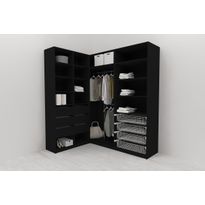 Walk-in closet L-malli Mirror Line, 2200x1500x1800 mm, musta
