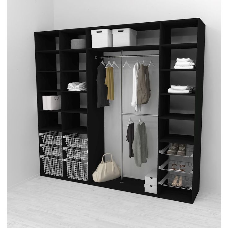 Walk-in closet 260 cm Mirror Line, 2100/2400x2600x510 mm, musta