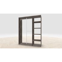 Vaatehuoneen kaapisto Mirror Line, kapea I-malli hyllyillä ja kaksiosaisella tangolla, 1700x2100x510mm, eri värejä