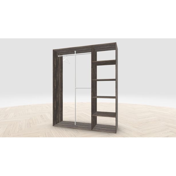 Vaatehuoneen kaapisto Mirror Line, kapea I-malli hyllyillä ja kaksiosaisella tangolla, 1700x2100x510mm, eri värejä