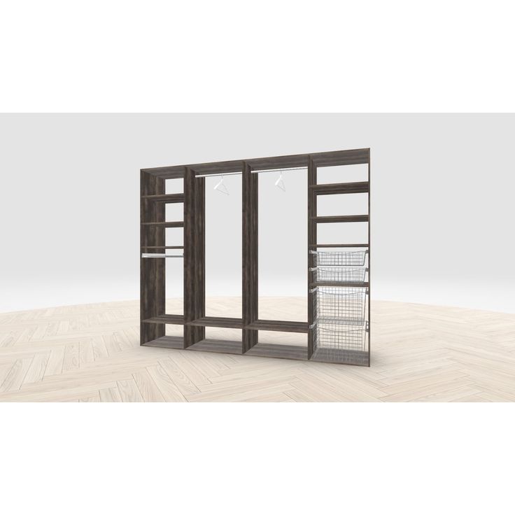 Vaatehuoneen kaapisto Mirror Line, leveä I-malli koreilla, housutelineellä ja vaatetangoilla, 2600x2100x510mm, eri värejä