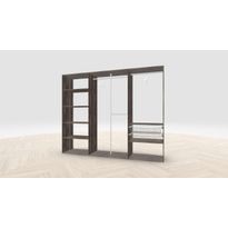 Vaatehuoneen kaapisto Mirror Line, leveä I-malli hyllyillä, koreilla ja vaatetangoilla, 2600x2100x510mm, eri värejä