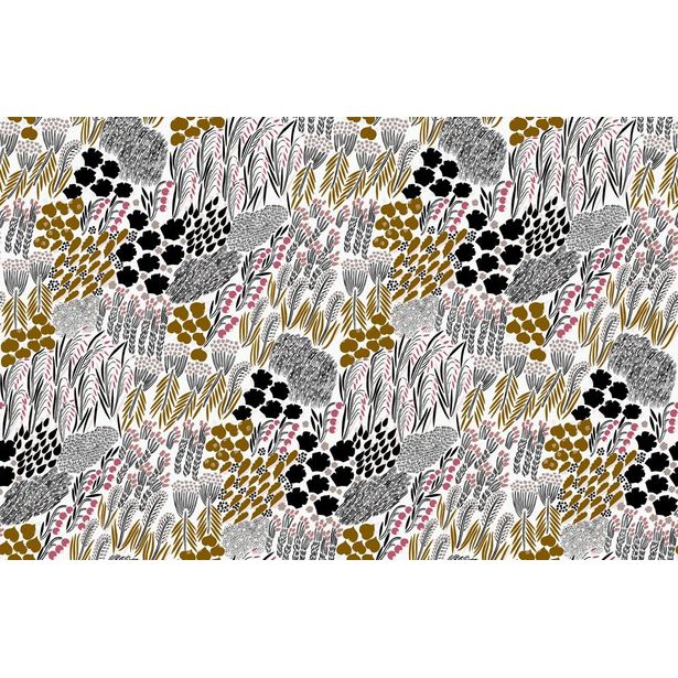 Tapetti Marimekko Pieni letto, beige/musta, 0.7x10.05m