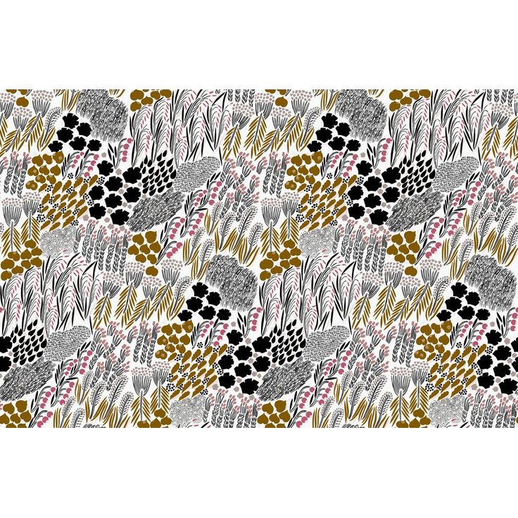Tapetti Marimekko Pieni letto, beige/musta, 0.7x10.05m