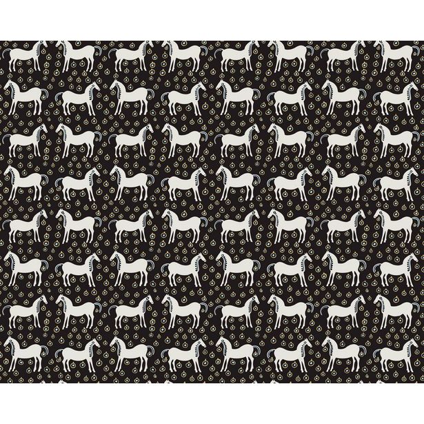 Tapetti Marimekko Musta tamma, mustavalkoinen, 0.7x10.05m