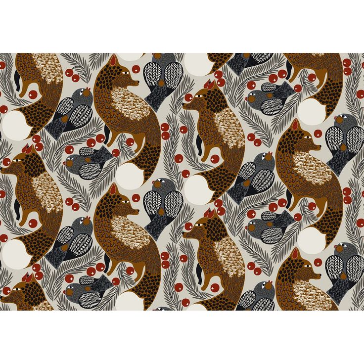 Tapetti Marimekko Ketunmarja, punertava, 0.7x10.05m