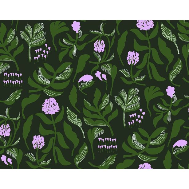 Tapetti Marimekko Kasvio, musta/vihreä, 0.7x10.05m