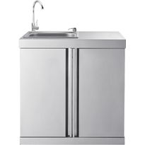 Tiskipöytämoduuli Myoutdoorkitchen Stainless Collection, pesuallas ja säilytyskaapit