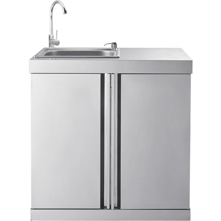 Tiskipöytämoduuli Myoutdoorkitchen Stainless Collection, pesuallas ja säilytyskaapit