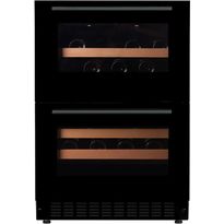 Kahden lämpötilan viinikaappi mQuvée WineCave 60DD Fullglass Black WCDD60FGB, musta, integroitava