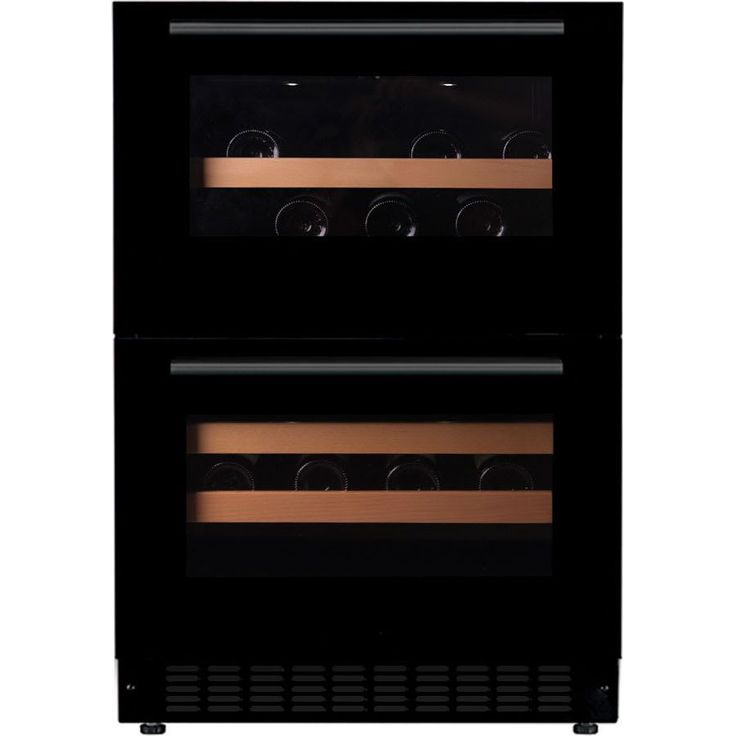 Viinikaappi mQuvée WineCave 60DD Fullglass WCDD60FGB, 59.5cm, 2 lämpötila-aluetta, integroitava, musta