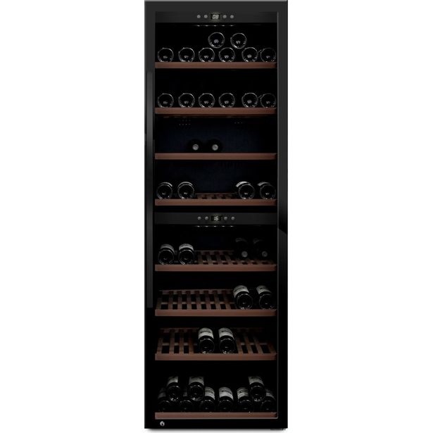 Kahden lämpötilan viinikaappi mQuvée WineExpert 180 Fullglass Black SW-180B, musta