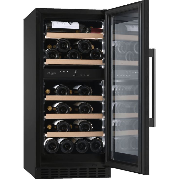 Viinikaappi mQuvée WineCave 800 40D Fullglass WCD40FGB-800, 39.5cm, 2 lämpötila-aluetta, integroitava, musta