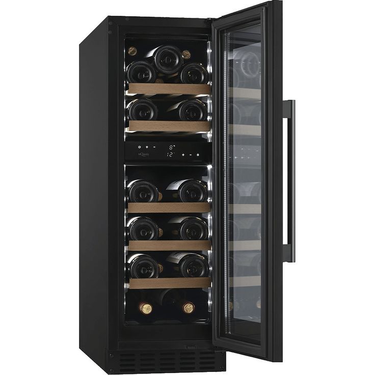 Viinikaappi mQuvée WineCave 800 30D Fullglass WCD30FGB-800, 29.5cm, 2 lämpötila-aluetta, integroitava, musta