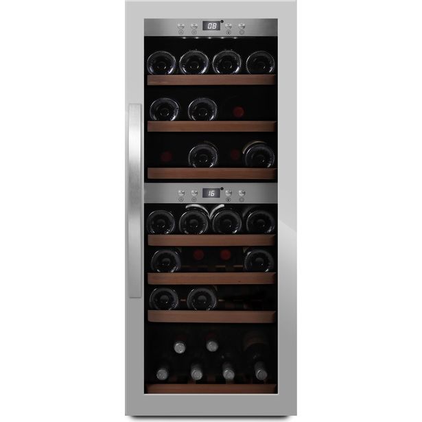 Kahden lämpötilan viinikaappi mQuvée WineExpert 38 Stainless SW-38S, teräs