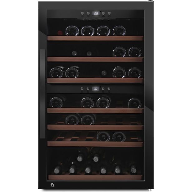 Kahden lämpötilan viinikaappi mQuvée WineExpert 66 Fullglass Black SW-66B, musta