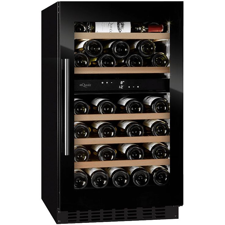 Viinikaappi mQuvée WineCave 800 50D Fullglass WCD50FGB-800, 49.5cm, 2 lämpötila-aluetta, integroitava, musta