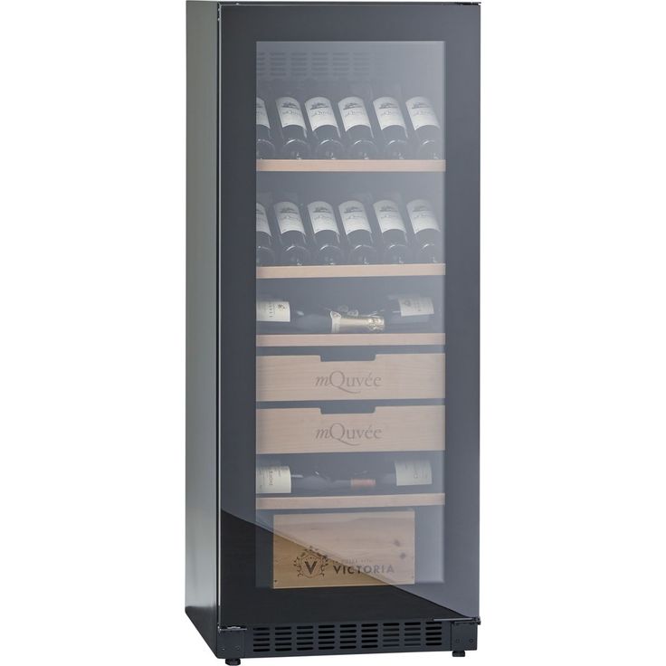 Viinikaappi mQuvée Velvet 100 Glass, 59.5cm, 1 lämpötila-alue, integroitava, musta