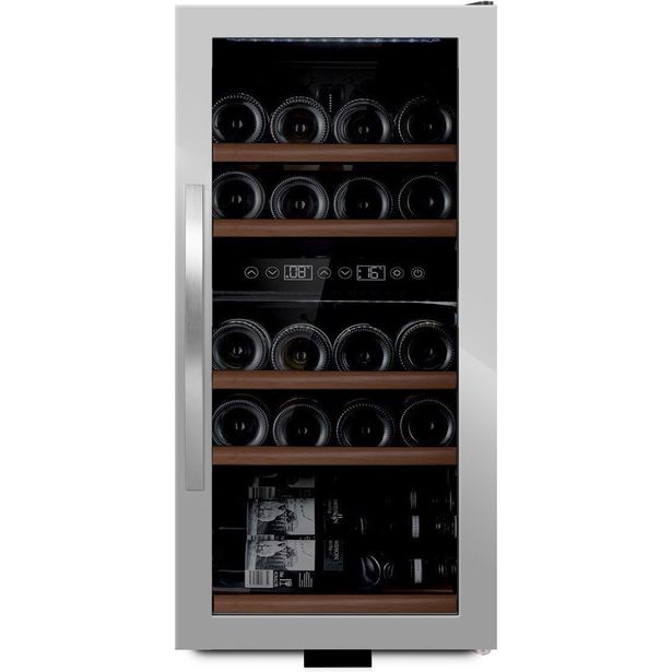 Kahden lämpötilan viinikaappi mQuvée WineExpert 24 Stainless, teräs