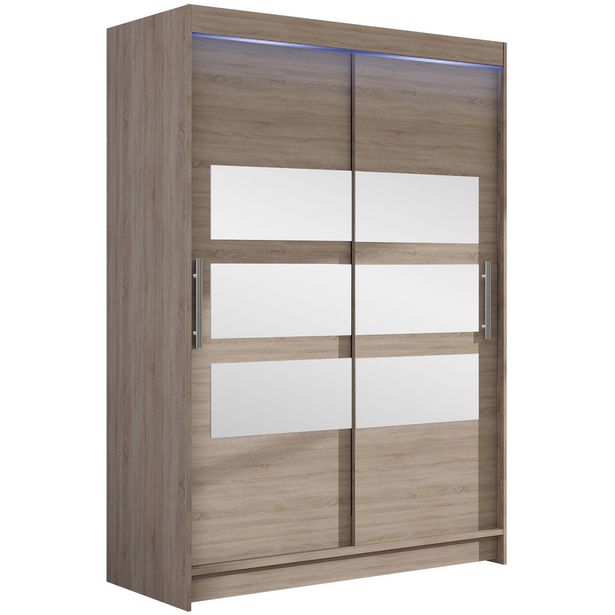 Liukuovivaatekaappi Nomla MIAMI / ALDO V, LED-valaistuksella, peilillä, 120x200cm