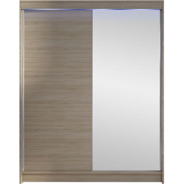 Liukuovivaatekaappi Nomla CAMINO I, LED-valaistuksella, peilillä, 150x200cm