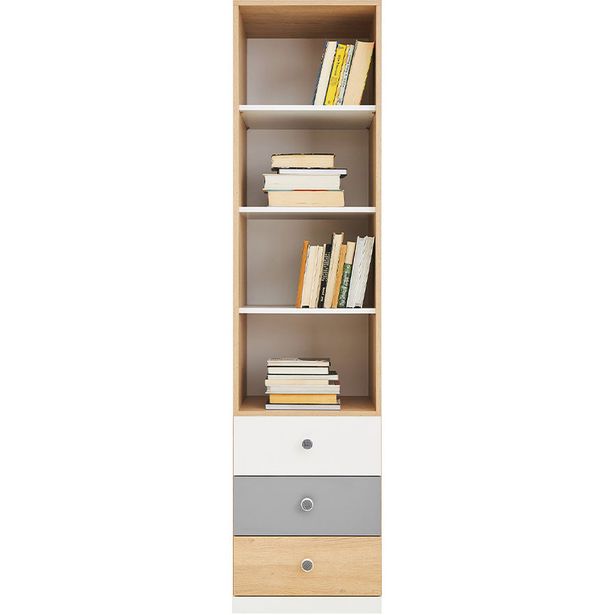 Kirjahylly Nomla PIXEL SYSTEM PX6, 45x190cm, valkoinen/ruskea