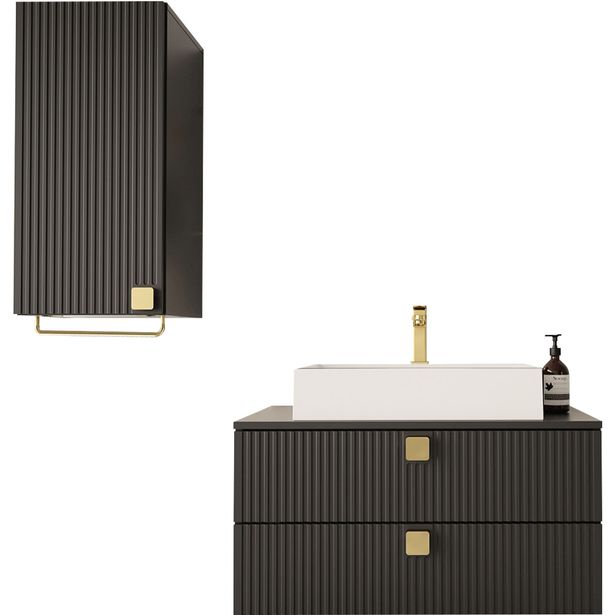 Kylpyhuoneen kalustesarja Nomla GARIANO IV, pesualtaalla, musta