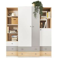 Huonekalusetti Nomla PIXEL SYSTEM II, valkoinen/ruskea