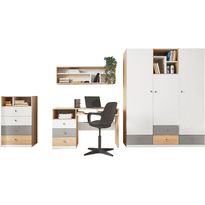 Työhuoneen kalustesetti Nomla PIXEL SYSTEM III, valkoinen/ruskea