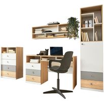 Työhuoneen kalustesetti Nomla PIXEL SYSTEM VI, valkoinen/ruskea