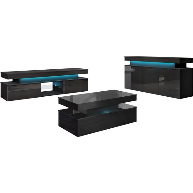 Olohuoneen huonekalusetti Nomla GLOSSA I, LED-valaistuksella, eri värejä