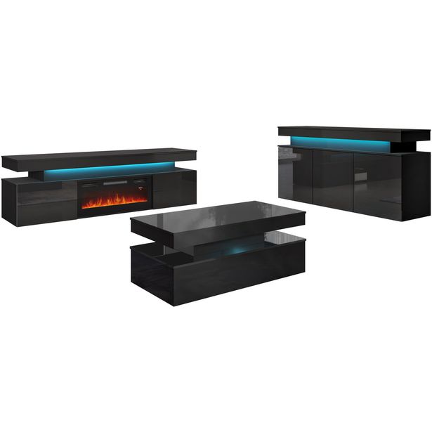 Olohuoneen huonekalusetti Nomla GLOSSA II, LED-valaistuksella, eri värejä