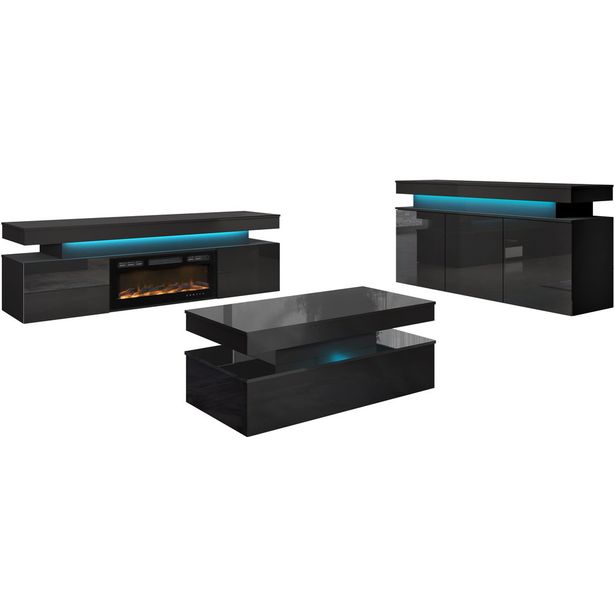 Olohuoneen huonekalusetti Nomla GLOSSA II, LED-valaistuksella, eri värejä