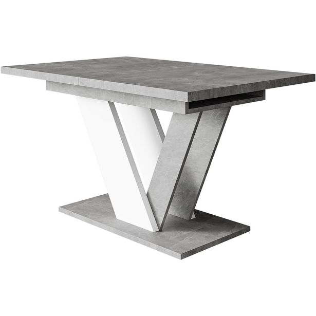 Jatkettava ruokapöytä Nomla DUBAI, 120/160x80cm, harmaa/valkoinen