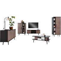 Olohuoneen huonekalusetti Nomla PINELLI I, musta/ruskea